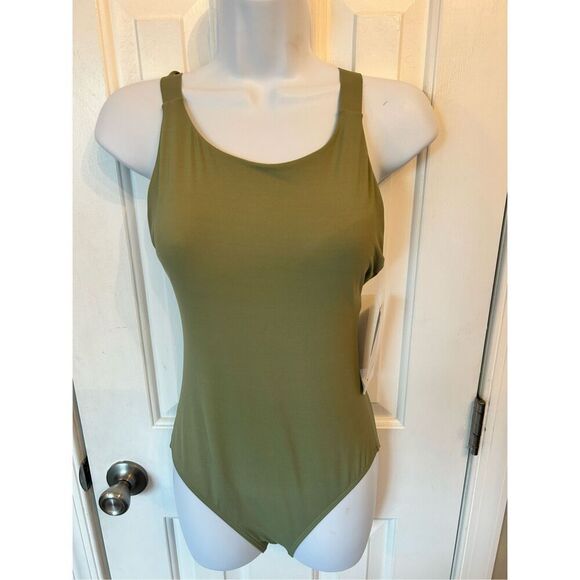 Athleta Palm One-piece Swimsuit NEW Size Small Olive Green - Picture 2 of 9